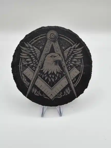 Circular Coaster with Bald Eagle, Square and Compass